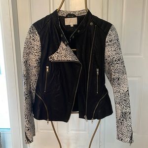 Stylish Black and White Leather Jacket